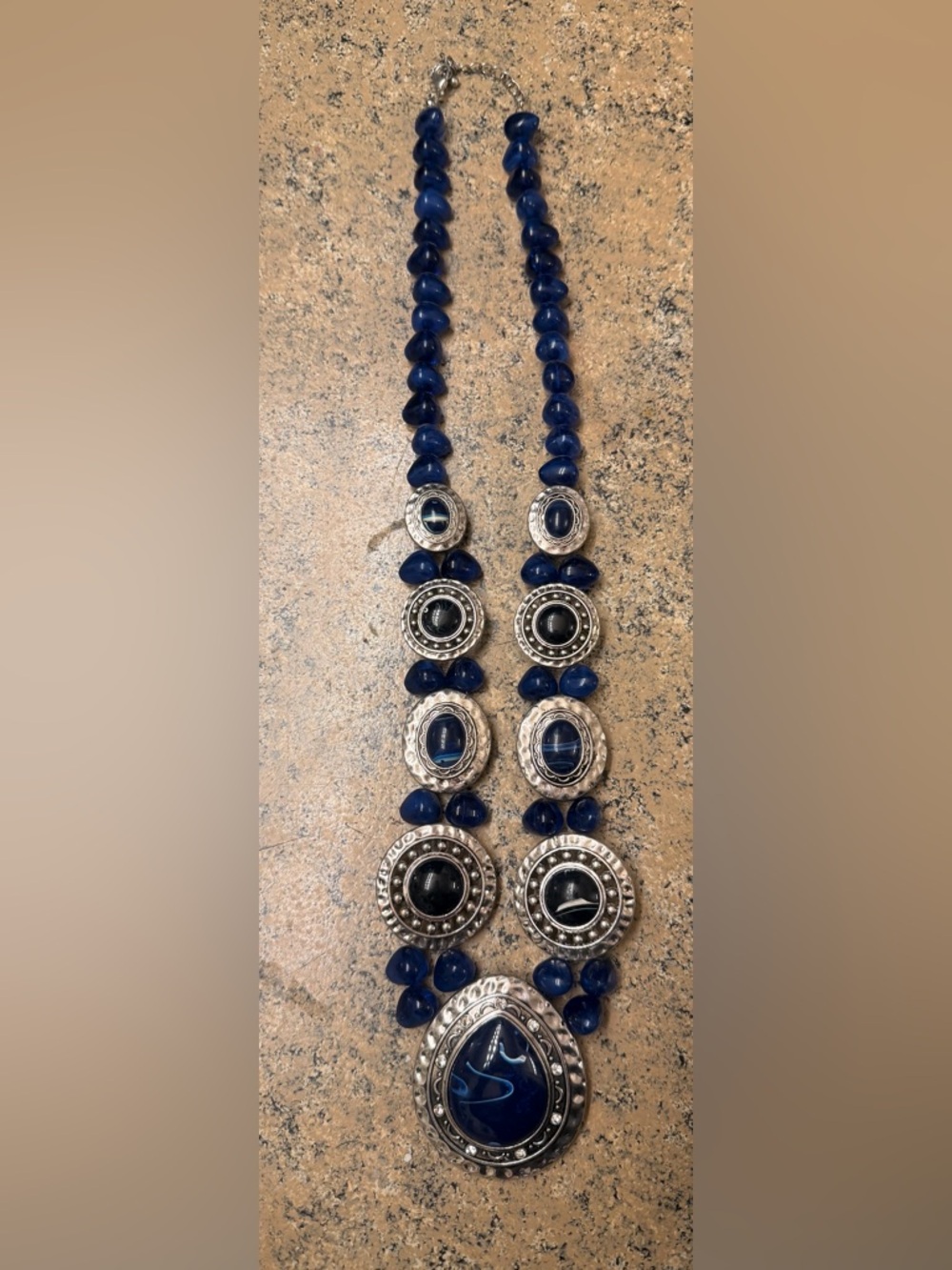 Mixed Media Long Statement Necklace